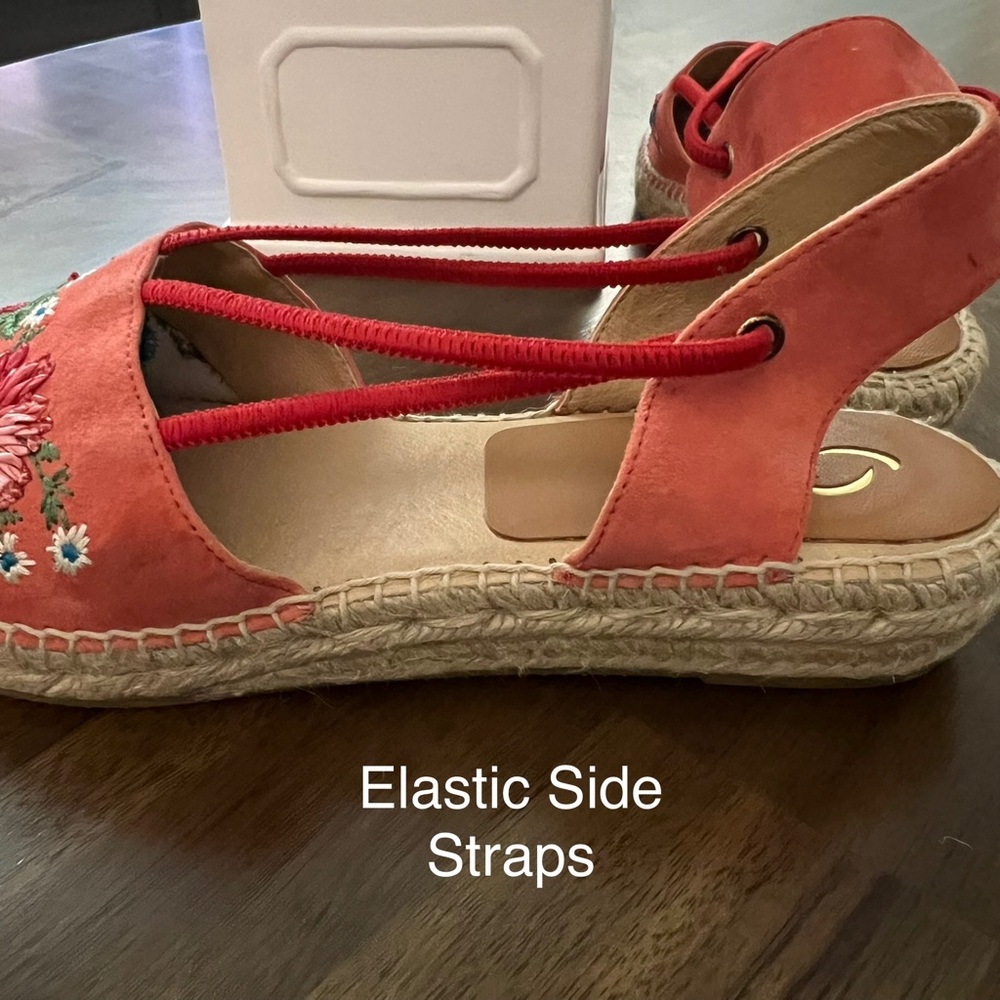 Kanna Elissa Floral Embroidered Coral Espadrille Wedge Sandals Size 9-9.5 (40) - Picture 8 of 15